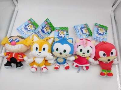 SONIC & FRIENDS Keychain Mascot Plush Tails Amy Knuckles Dr. Eggman. set of 5