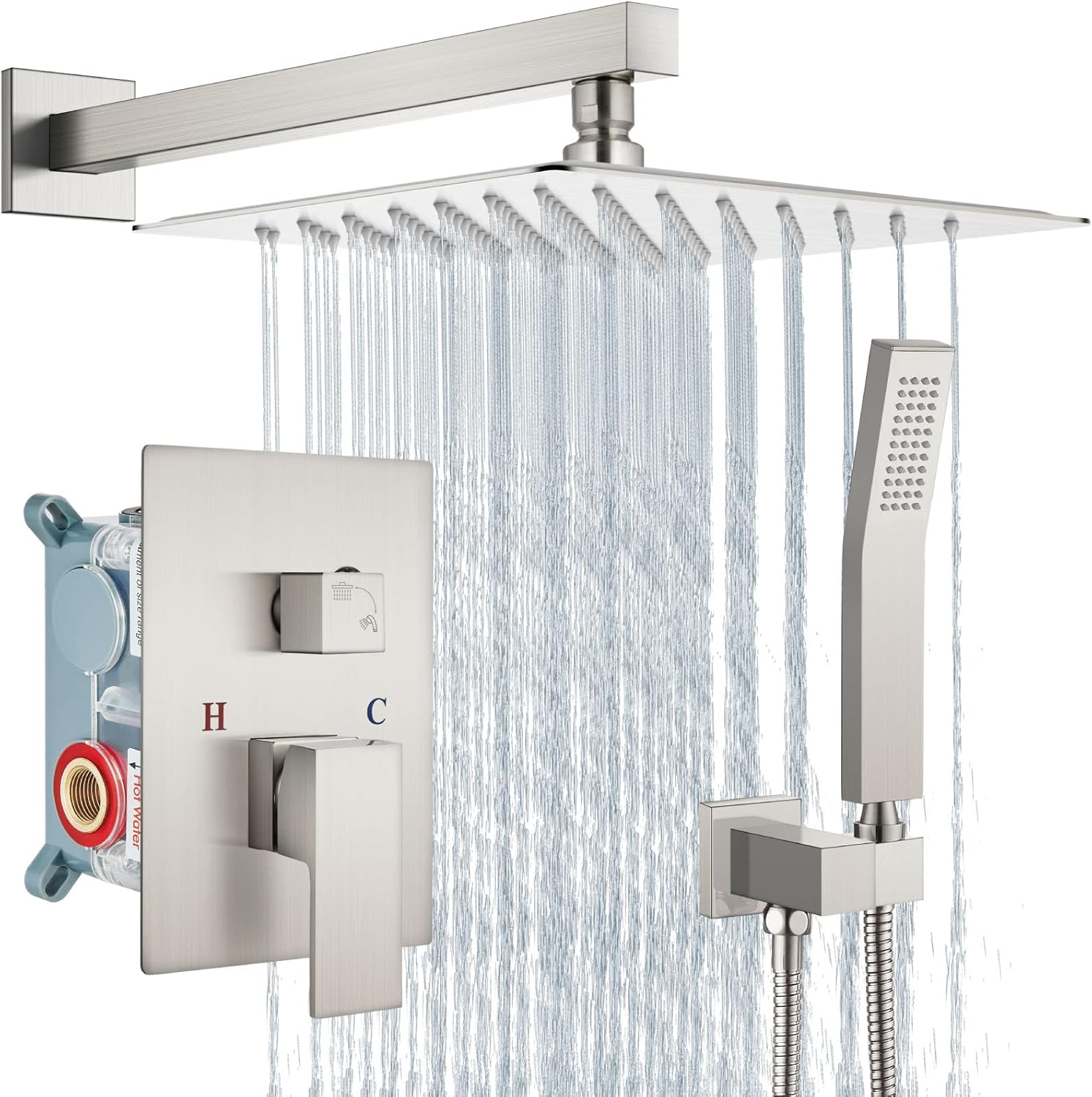 Shower Faucet Set Rain Shower System with Handheld Spray Bathroom Shower Combo R
