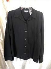 Liz Claiborne Lizsport Black Blazer Jacket Womens 12 Collared Long Sleeve Casual