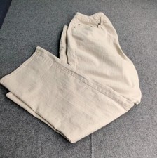 Venezia Pants Woman Size 20 Beige Cotton Blend 5 Pocket Wide Leg Casual Coastal