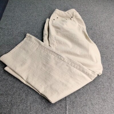 Venezia Pants Woman Size 20 Beige Cotton Blend 5 Pocket Wide Leg Casual Coastal