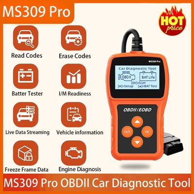 MS309 Pro Universal Car Engine Fault Code Reader, Diagnostic Scan Tool OBDII