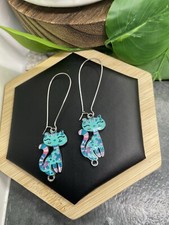 2.5  Silver-tone Cat Kitten Enamel Charm Dangle Earring Set New Free Ship B4497