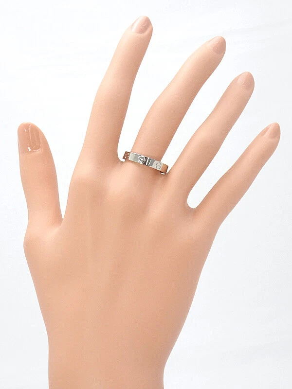 Cartier K18WG Mini Love Ring US 7.5 White Gold Engraved