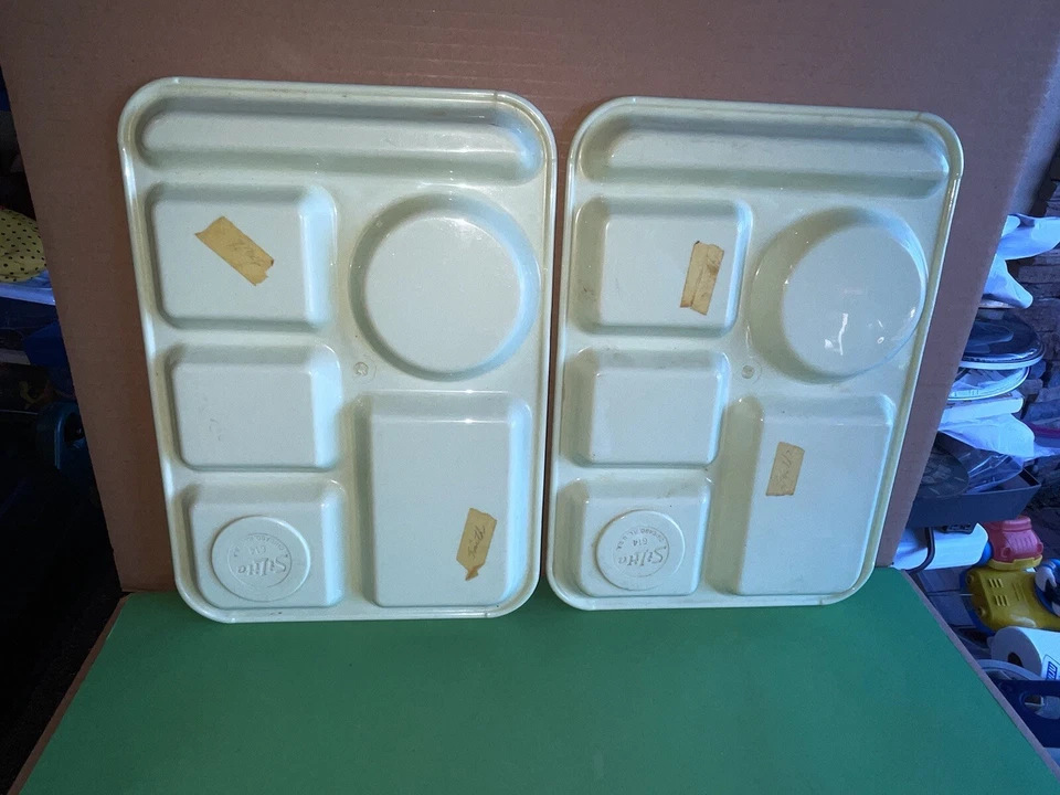 2- Vintage SiLite Melamine School Cafeteria Lunch Divided Trays #614 GREEN 10x14 - Image 3 of 4