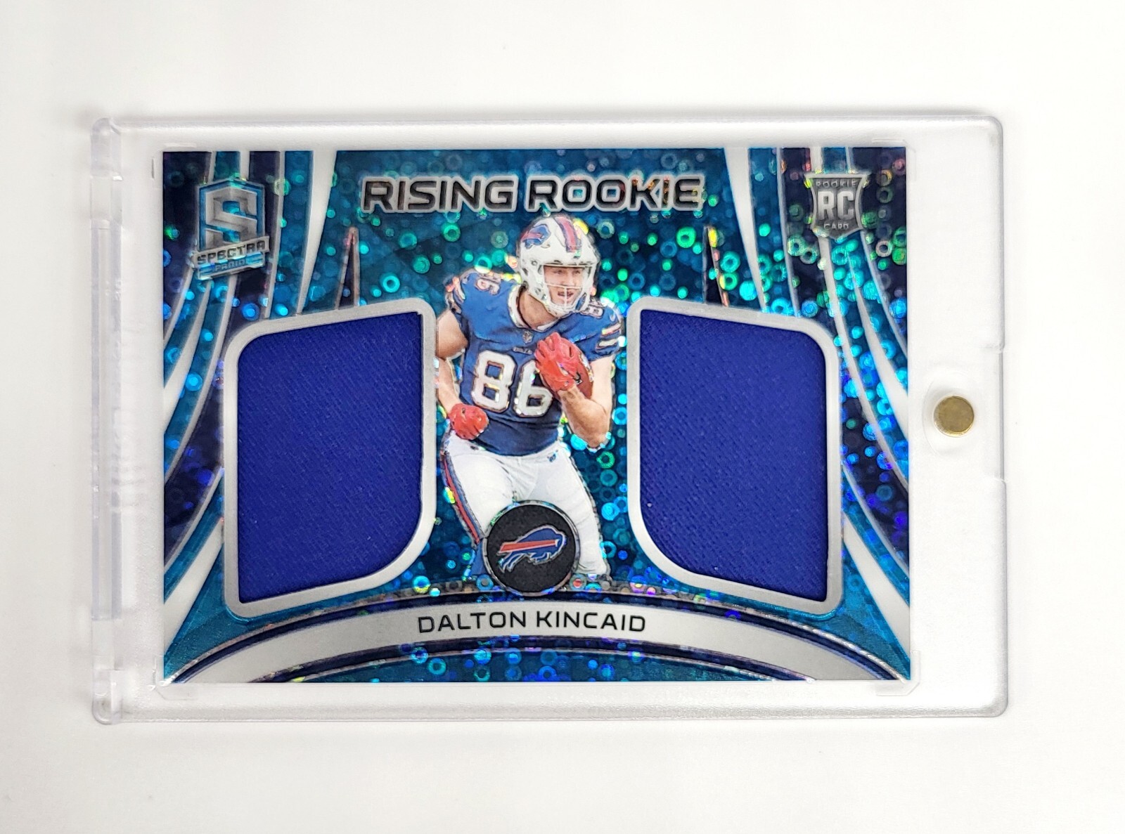 MINT #/50 RC DUAL PATCH BLUE NO HUDDLE PRIZM 2023 Spectra DALTON KINCAID RISING