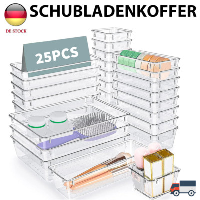 25 Stücke Schubladen Organizer Schreibtisch Organizer Transparent in 4 Größen
