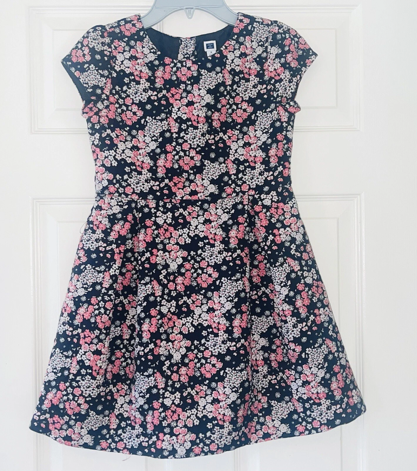 Janie & Jack Girls Blue Floral Lined Spring Summer Fancy Dress Size 8 ec