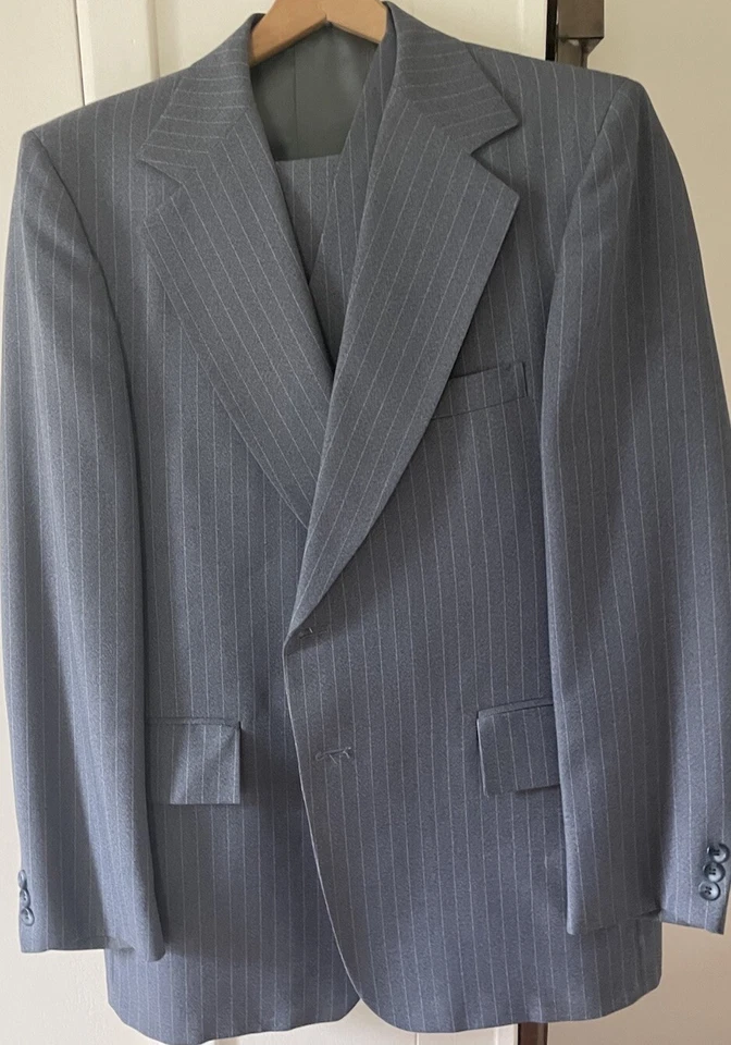 Traje vintage a rayas Warren Sewell 3 piezas para hombre 40 Foto 2 de 4