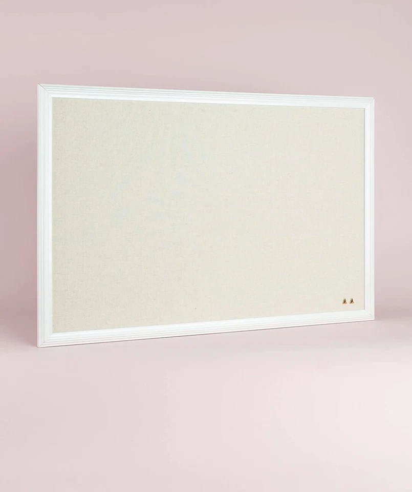 U Brands Farmhouse Linen Bulletin Board, 30 x 20 Inches,White Wood Frame  - Image 2 of 4