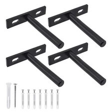 4 PCS Floating Shelf Brackets Black Heavy Duty Shelf Hidden Brackets Included...