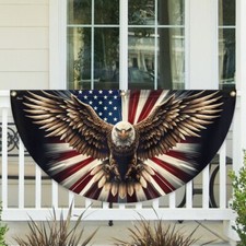 Patriotic Eagle American Non-Pleated Fan Flag, Eagle American Vintage Flag