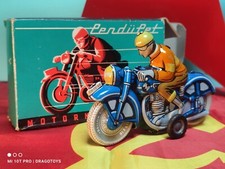 VINTAGE MOTORCYCLE TIN FRICTION TOY BIKER LEMEZARY GUAR PENDULET HUNGARY IN BOX