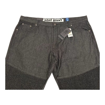 Noiz Jeans Men's Raw Black Ribbed Leg Straight 46X32 Multi Pocket Premium Denim