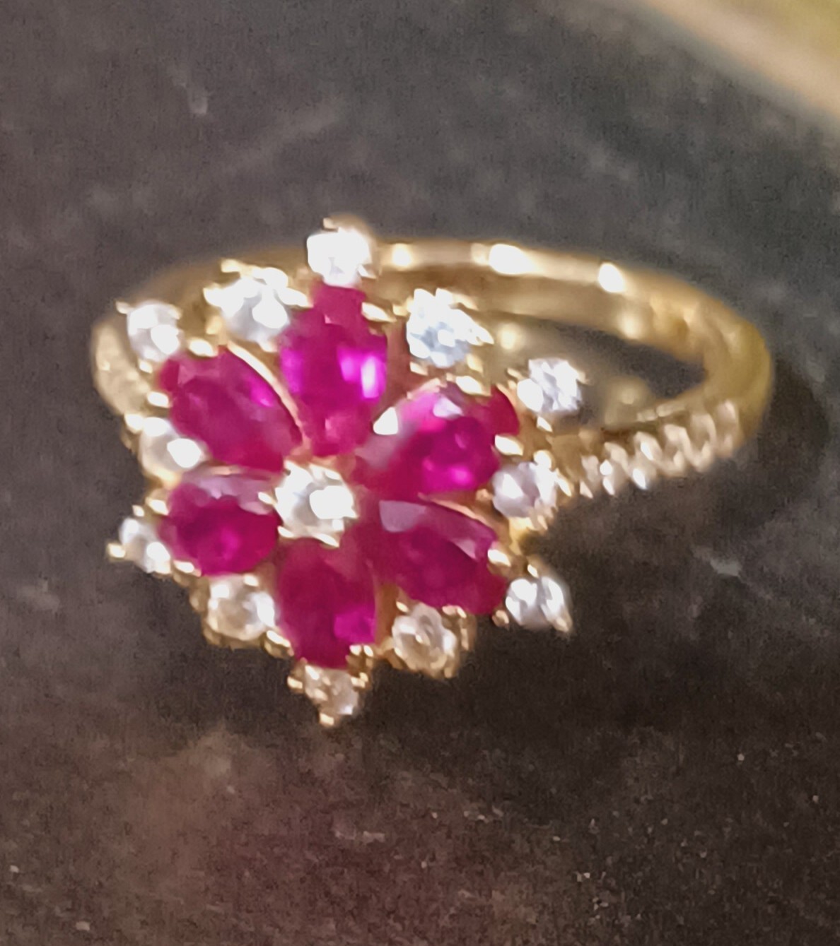 YG Over Sterling Silver Lab Created Ruby & White … - image 8