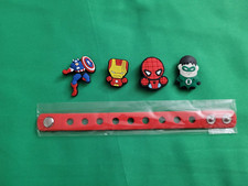 Kid Silicone Charm Bracelet w/4 Charms Cute Heroes Fun Gift Clogs Accessory D