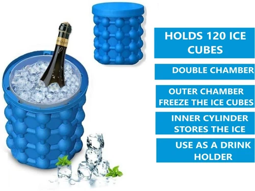 Summer Ice Cube Maker Silicone Ice Bucket Space Saving Ice Mould Tray Tool UK - Picture 2 of 8