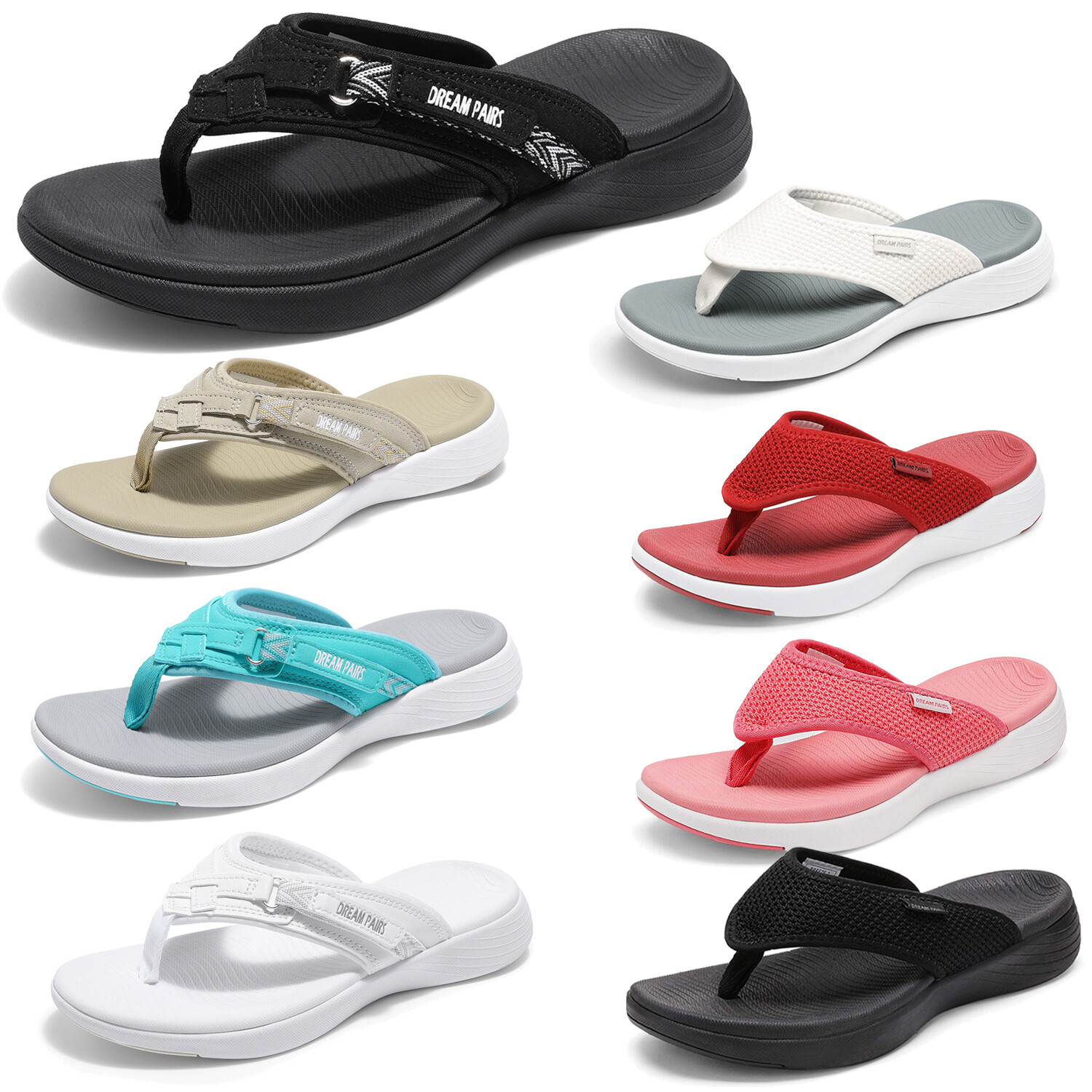 Women Arch Support Flip Flops Soft Cushion Beach Sandals Summer Walking-image