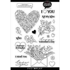 Crafts Stamps Floral Heart All My Love Letter Bouquet Happy Valentine's Day You