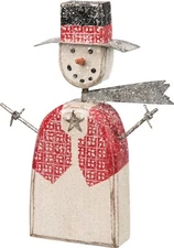 Primitives by Kathy Holiday Sitter Red Vest Snowman Rustic Christmas Decor