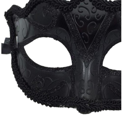Black Venetian Masquerade Mask Party Prom Mardi Gras Halloween Costume Dancing - Picture 2 of 4