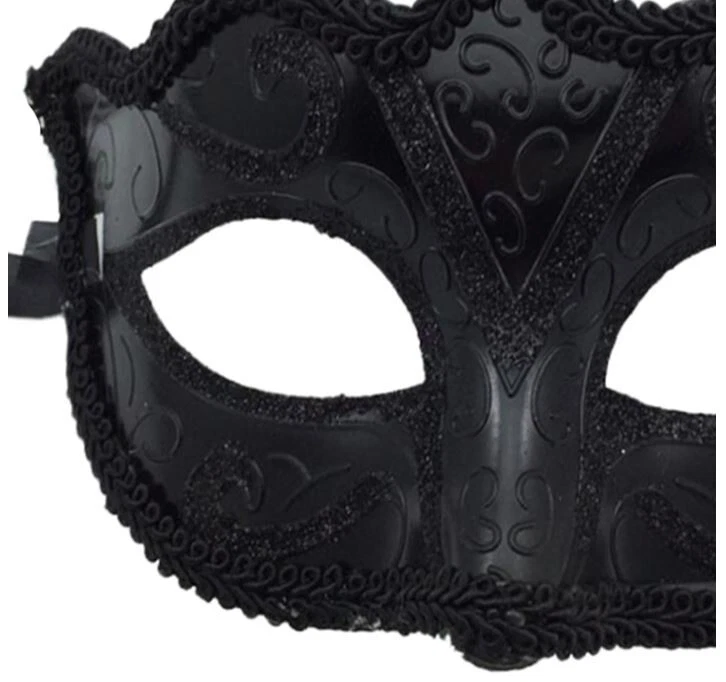 Black Venetian Masquerade Mask Party Prom Mardi Gras Halloween Costume Dancing - Image 2 of 4
