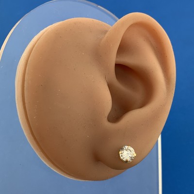 Jacmel Mauritius JCM 14K Yellow Gold Diamonique Cubic Zirconia CZ Stud Earrings
