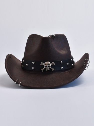 Vintage Faux Leather Western Cowboy Hat for Men, Jazz Style Panama Cowgirl Cap - Picture 6 of 10