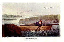 PUNTING FOR FOWL, WATERFOWL HUNTING, PUNT GUN GUNNING ALKEN PRINT 1903