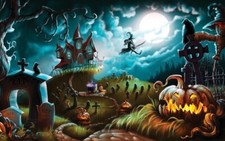 Halloween Witch Party Event Decor Panel Backdrop 10x7.5ft