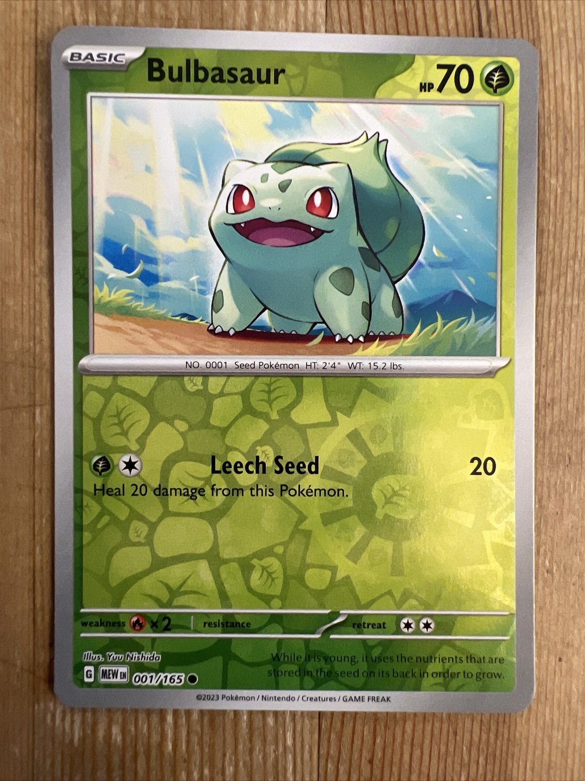 Pokemon TCG: Bulbasaur 001/165 Reverse Holo - Scarlet & Violet 151 NM