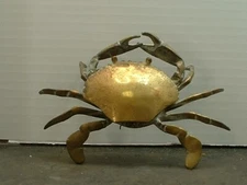 Vintage  Brass Crab Trinket Box With Hinged Lid