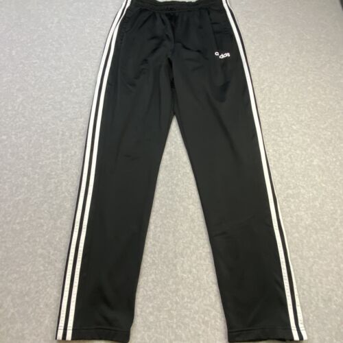 Adidas Mens Track Warm Up Pants Large Black White 3 Stripe Straight Climalite - Bild 1 von 12