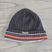 Timberland Beanie Hat Cap Adult OSFM Black Knit Ribbed Cuffed Embroidered Logo