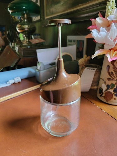 Vintage Retro Gemco Glass Brown Food Vegetable Nut Chopper Kitchen Tool