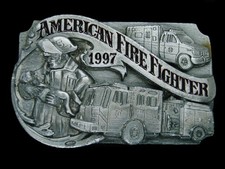 UD01148 NOS VINTAGE 1996  AMERICAN FIRE FIGHTER  COMMEMORATIVE BELT BUCKLE