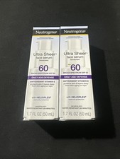 Neutrogena SPF 60 Ultra Sheer Face Serum Lotion 1.7 fl oz Exp.10/28 Lot of 2