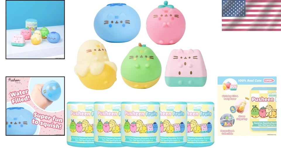 Squishies Pusheen Fruits Series - Brinquedos colecionáveis cheios de água 5 peças - Imagem 2 de 4