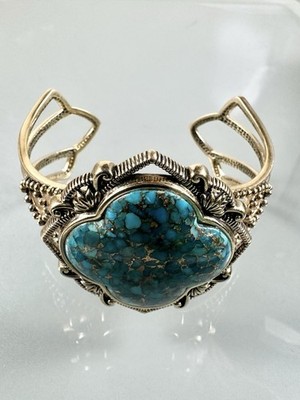 BARSE Studio Bronze Large Turquoise Native American Style Cuff Bracelet 7 