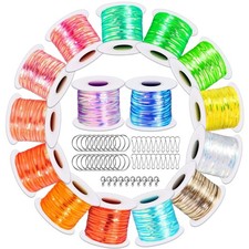 Gimp String Plastic Lacing Cord Set - 15 Rolls, 50pcs Hooks
