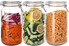 78Oz Glass Food Storage Jars with Airtight Clamp Lids, 3 Pack Wide Mouth Large K