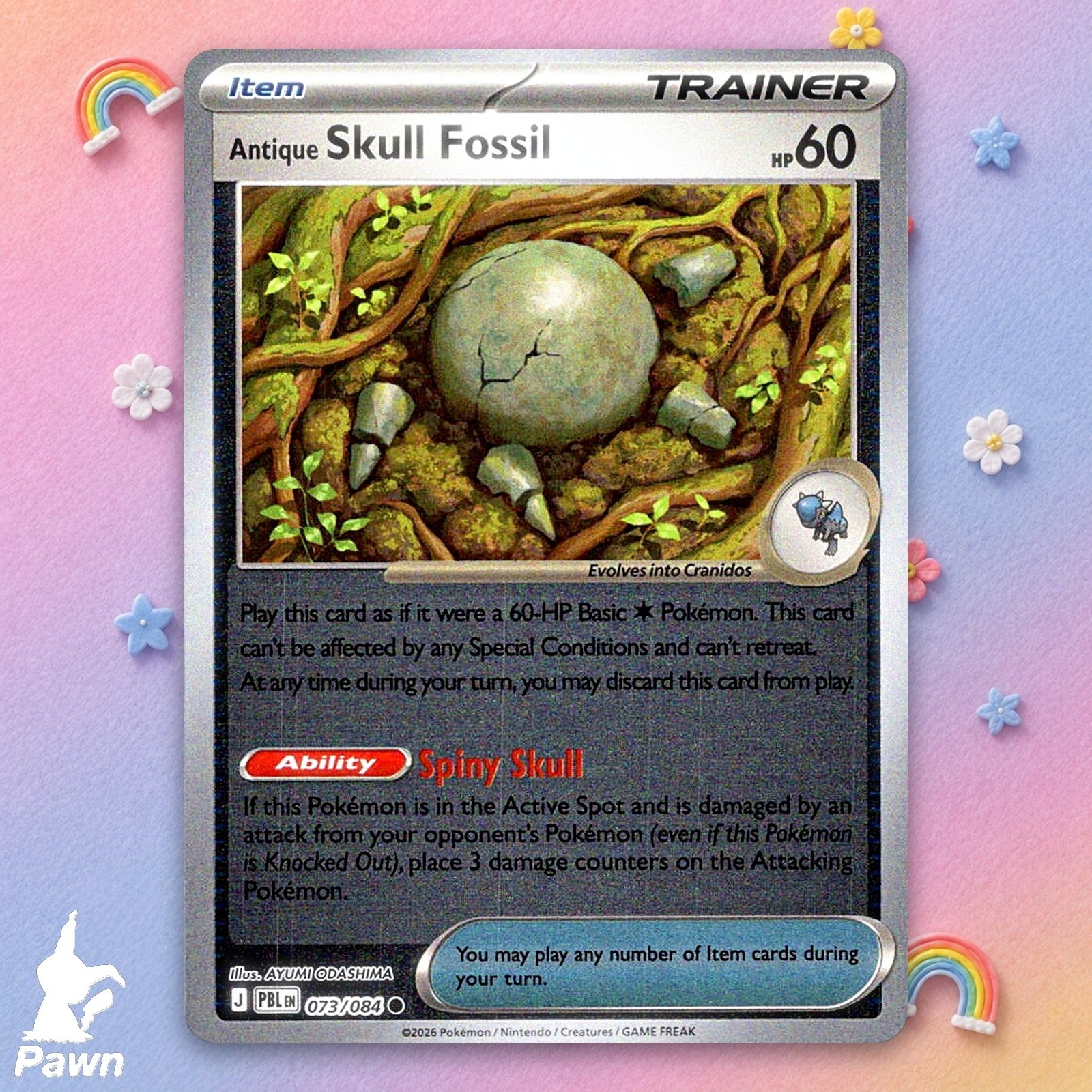 Antique Skull Reverse Holo Fossil 73/84 Pitch Black NM Pokemon TCG Card Single N