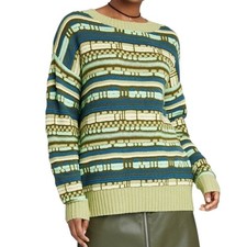 Wild Fable Green 3D Textured Knit Crewneck Long Sleeve Pullover Sweater Medium