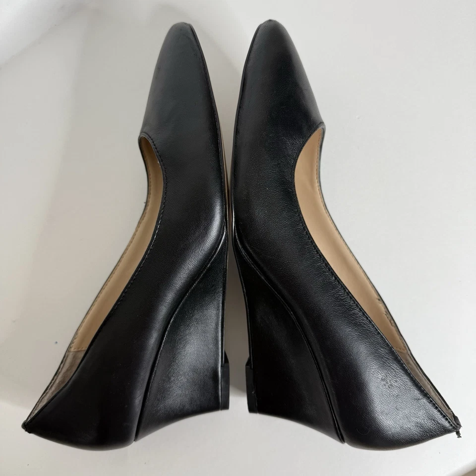 Zapatos de salón Adrienne Vittadini para mujer de cuero negro sin cordones con cuña talla 8M formales Foto 4 de 4