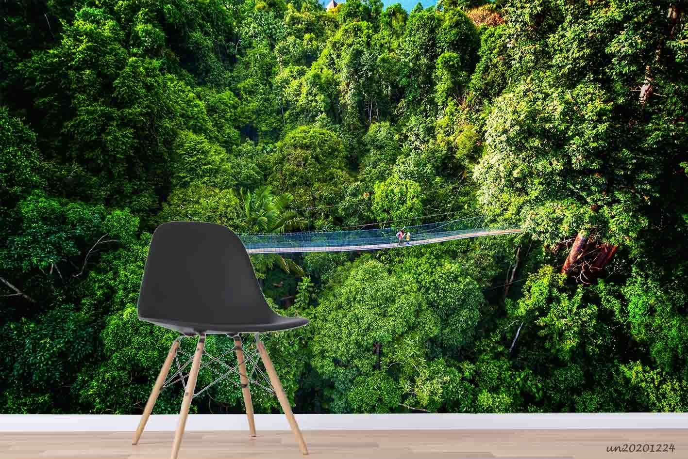 3D Forest Suspension Bridge Landscape Wall Murals Wallpaper Murals Wall Sticker
