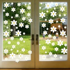 96Pcs Window Clings Spring Summer Boho Floral Decals Static Non White Daisy