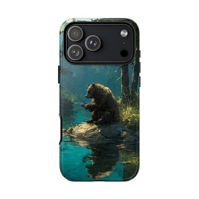 Phone Ink - iPhone / Galaxy / Pixel Case - Grizzly Bear Fishing Forest Lake