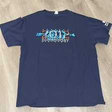 Bloomsday Finisher T Shirt 2012 Navy Blue Spokane WA Sz Mens Large 100 Cotton