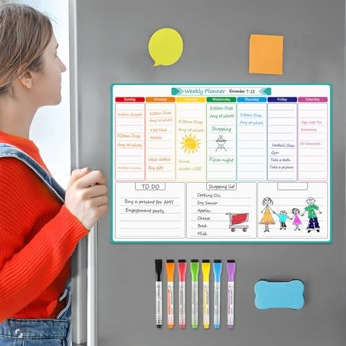 Weekly Dry Erase Board for Fridge, Magnetic Calendar Whiteboard Planner for - Picture 7 of 7