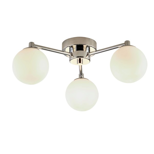 Deckenlampe Deckenleuchte 3-Flammig Ø 40 Cm Chrom Weiß G9 Glas Metall Jugendstil-image